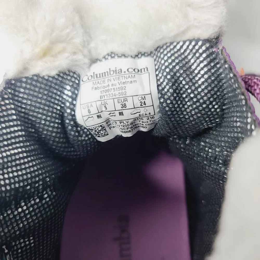 Columbia Women's Purple Minx Shorty BY1334-592 Fur Ankle Winter Boots‎ Size 6